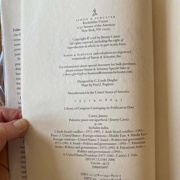 Palestine Peace Not Apartheid, Jimmy Carter, 1st Edition Hardcover - Picture 3 of 9